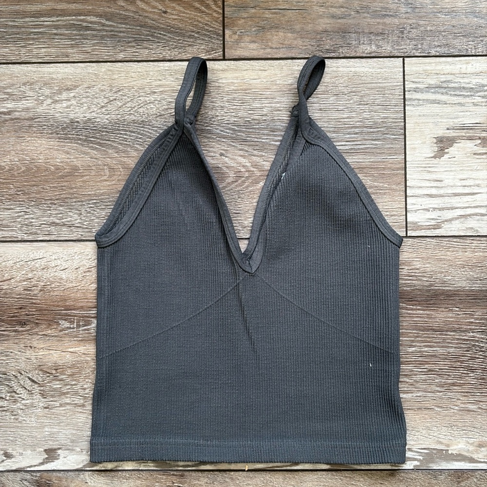 NWOT FP Movement Happiness Runs V Neck Tank Dark Grey M/L